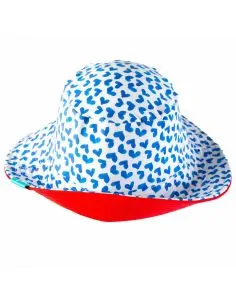 Chapeau anti UV de 0 à 2 ans fille marine à pois - Les Petits Protégés